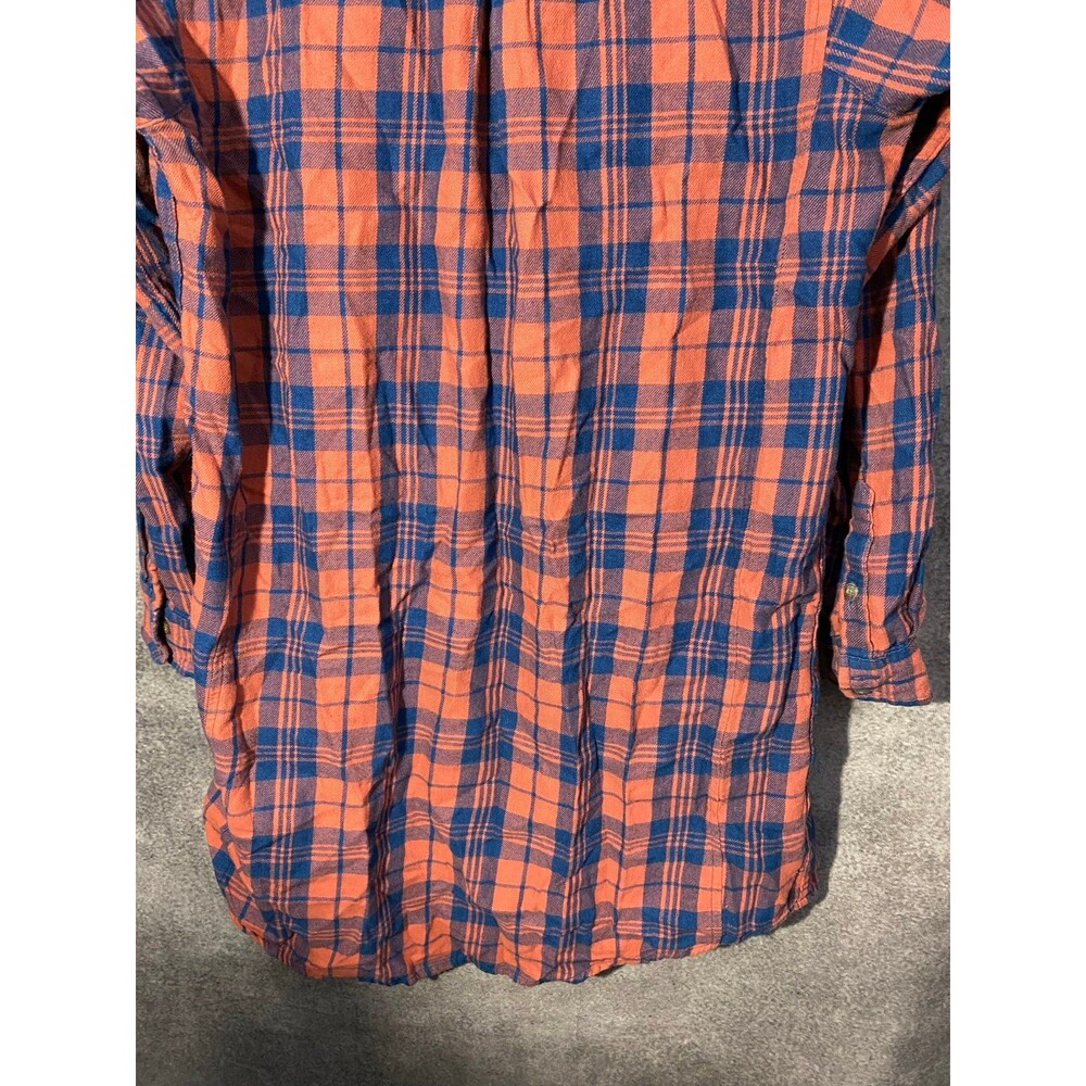 Toad&Co Women's S Flannel Plaid Button Down Dress Burnt Orange Blue Tunic - Picture 6 of 12